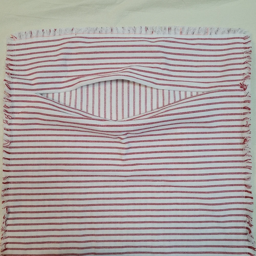NEW! Throw Pillow COVERS 24x24 Set of 2 Striped Red Pillow Farmhouse Boho - Picture 4 of 7
